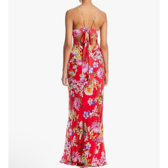 NWT Aqua‎ Red Floral Halter Formal Maxi Dress Size 12 Tie Back - Picture 12 of 14